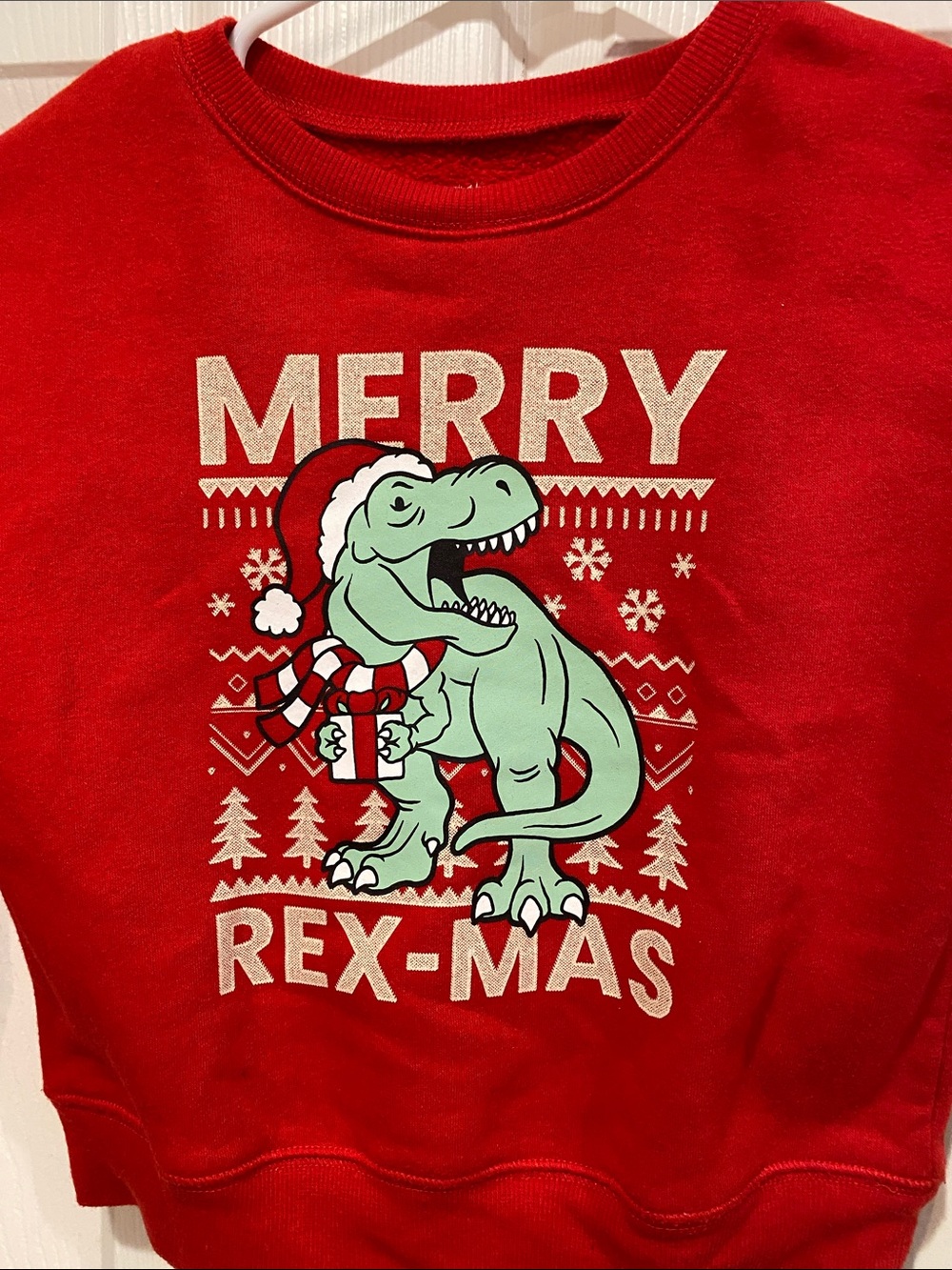 Merry Rex-mas Red Kids Graphic Sweatshirt 5T